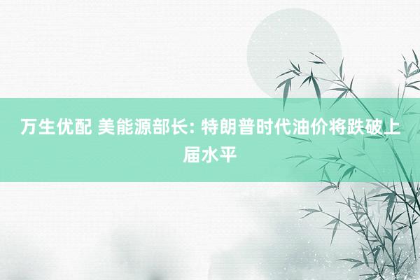 万生优配 美能源部长: 特朗普时代油价将跌破上届水平